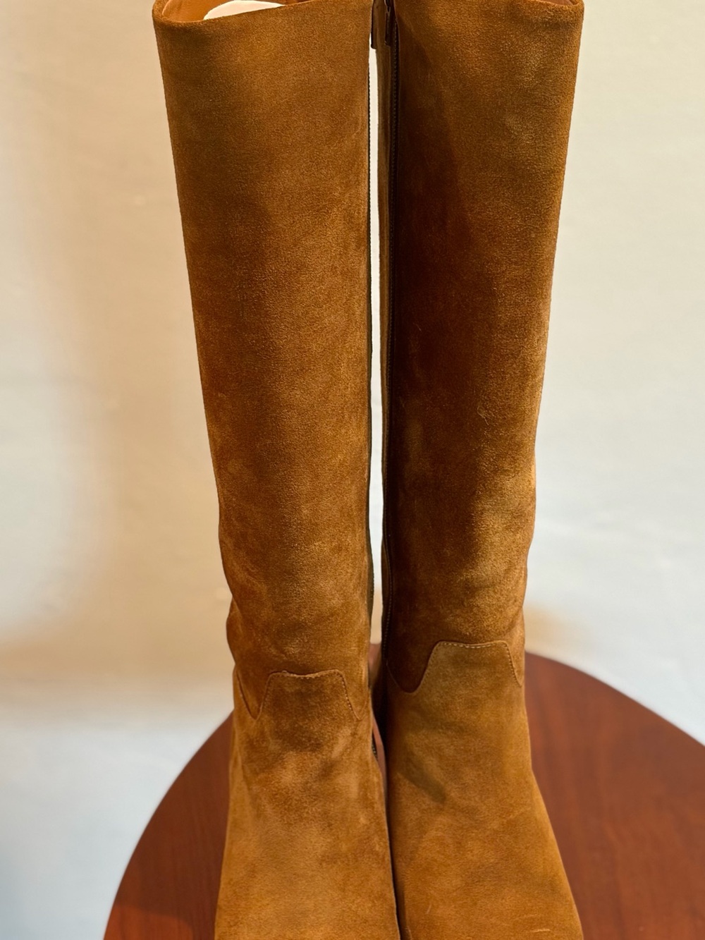 Sezane Boots Adele Sz US 7 FR 38 Suede Knee-High Block Heel Tabac - Picture 8 of 10